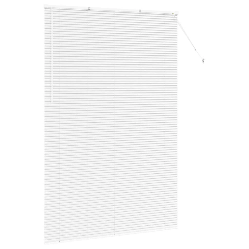 vidaXL Logu žalūzija ar aizkariem Balts Alumīnijs