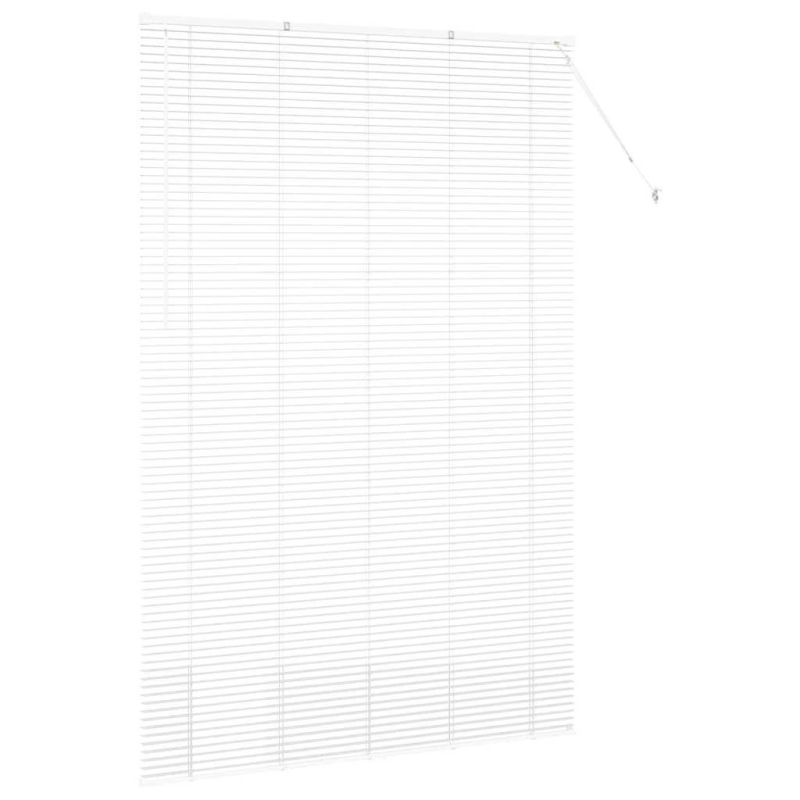 vidaXL Logu žalūzija ar aizkariem Balts Alumīnijs