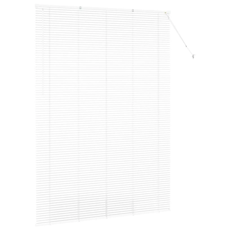 vidaXL Logu žalūzija ar aizkariem Balts Alumīnijs