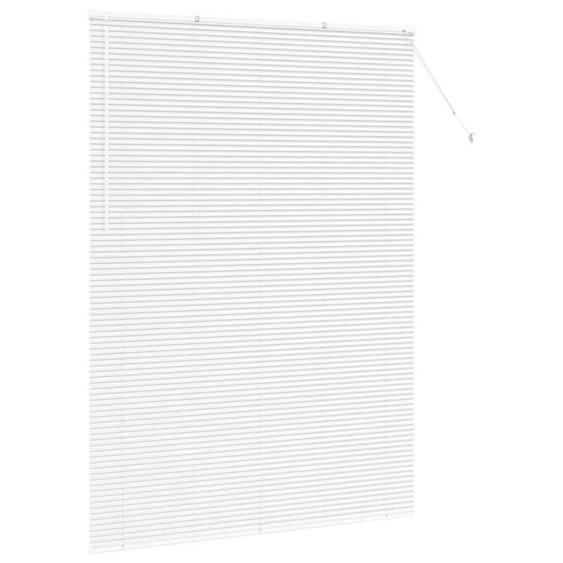 vidaXL Logu žalūzija ar aizkariem Balts Alumīnijs