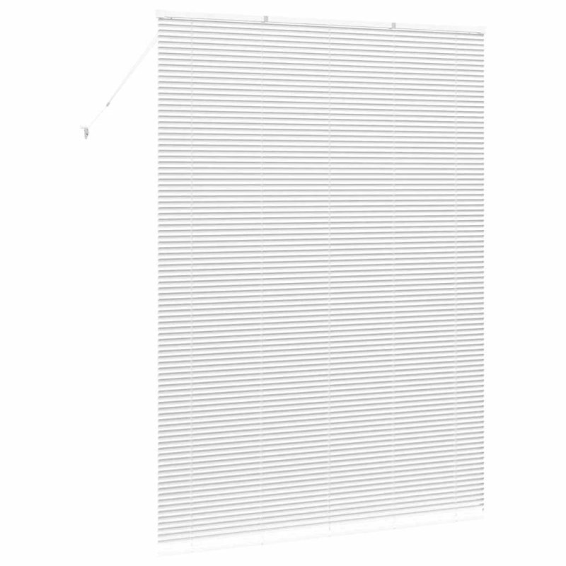 vidaXL Logu žalūzija ar aizkariem Balts Alumīnijs