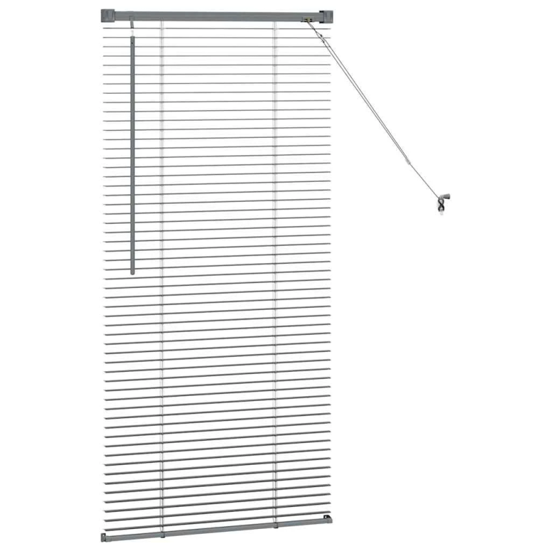 vidaXL Logu žalūzija ar aizkariem Tumši pelēka Alumīnijs