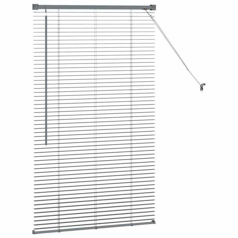 vidaXL Logu žalūzija ar aizkariem Tumši pelēka Alumīnijs