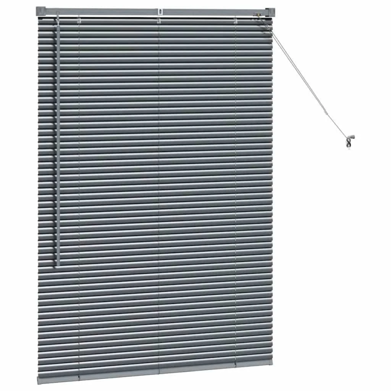 vidaXL Logu žalūzija ar aizkariem Tumši pelēka Alumīnijs