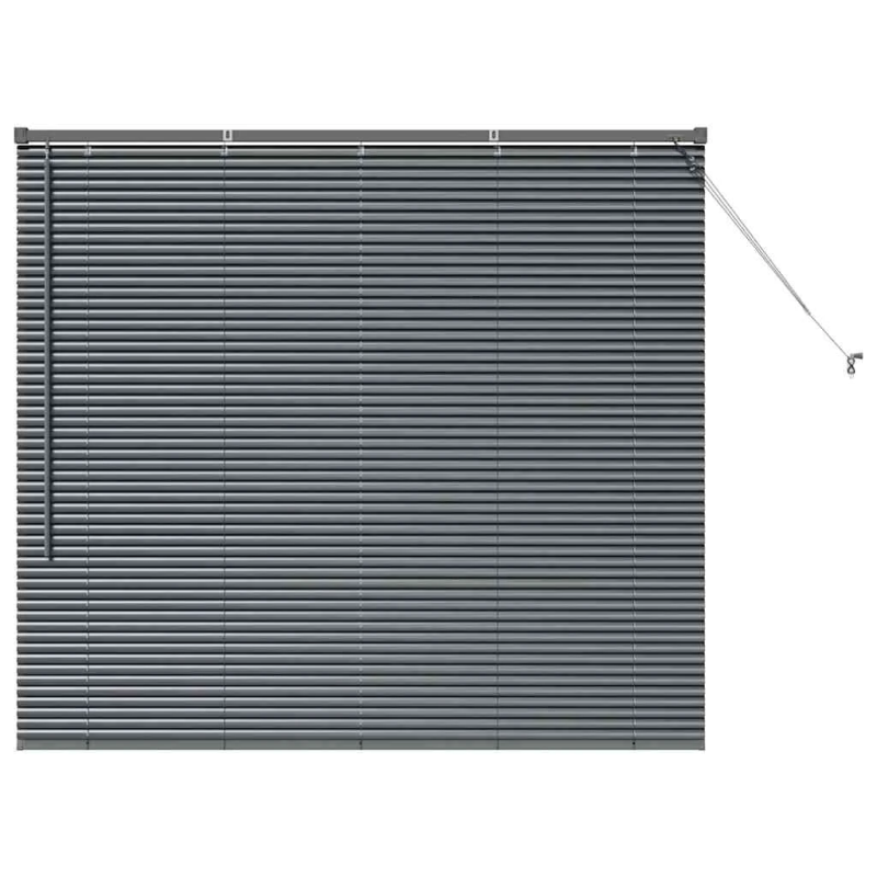vidaXL Logu žalūzija ar aizkariem Tumši pelēka Alumīnijs