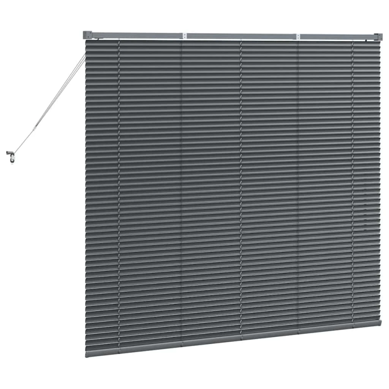 vidaXL Logu žalūzija ar aizkariem Tumši pelēka Alumīnijs