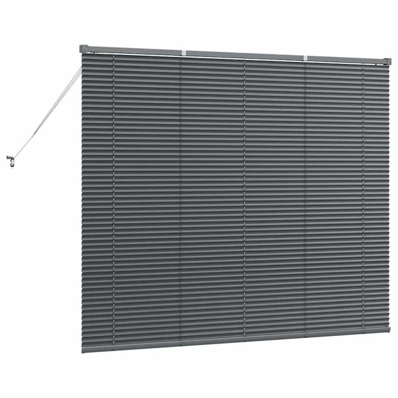 vidaXL Logu žalūzija ar aizkariem Tumši pelēka Alumīnijs