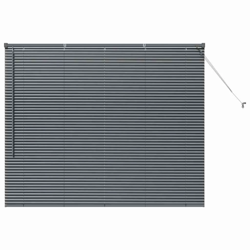 vidaXL Logu žalūzija ar aizkariem Tumši pelēka Alumīnijs