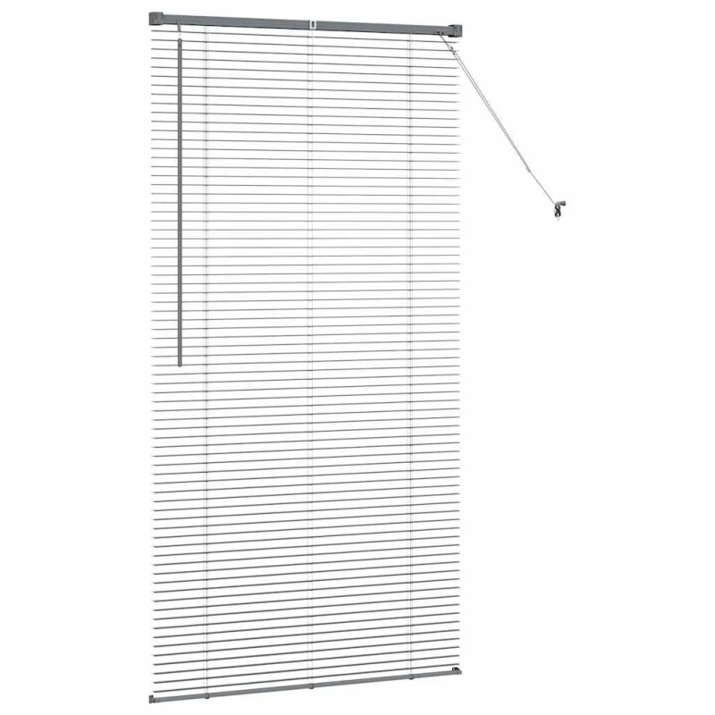 vidaXL Logu žalūzija ar aizkariem Tumši pelēka Alumīnijs