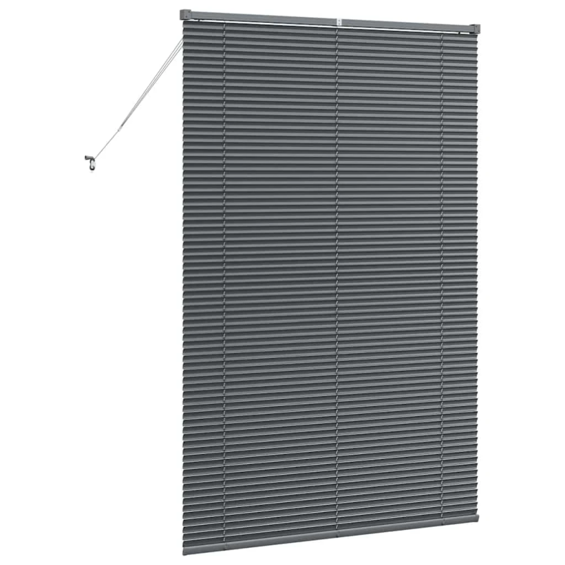 vidaXL Logu žalūzija ar aizkariem Tumši pelēka Alumīnijs