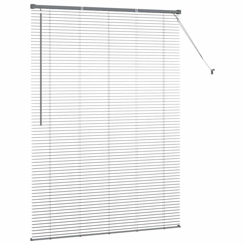 vidaXL Logu žalūzija ar aizkariem Tumši pelēka Alumīnijs