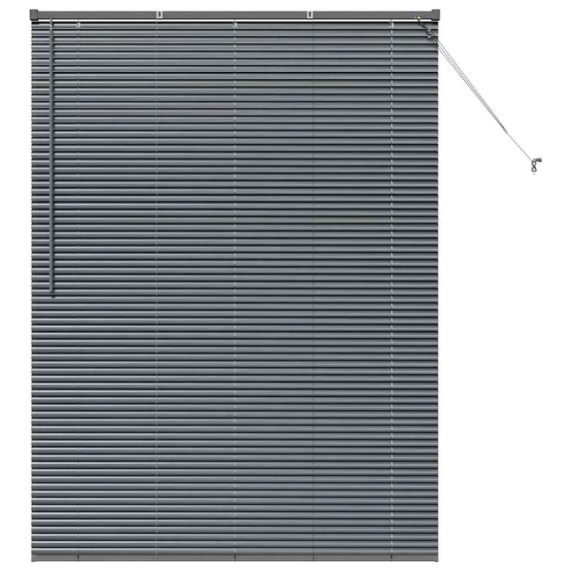 vidaXL Logu žalūzija ar aizkariem Tumši pelēka Alumīnijs