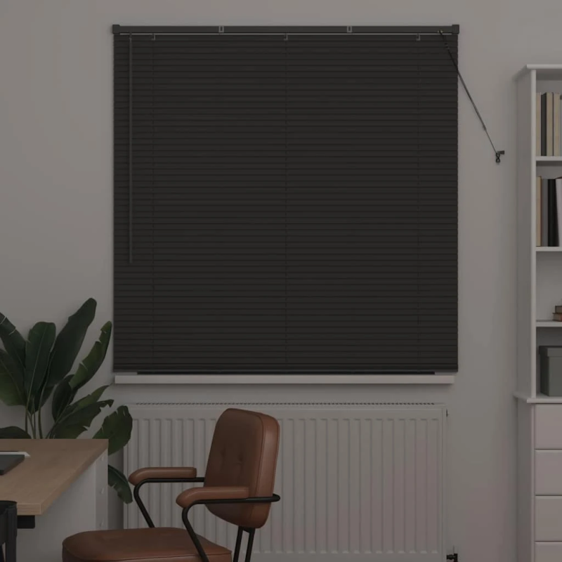 vidaXL Logu žalūzija ar aizkariem Tumši pelēka Alumīnijs