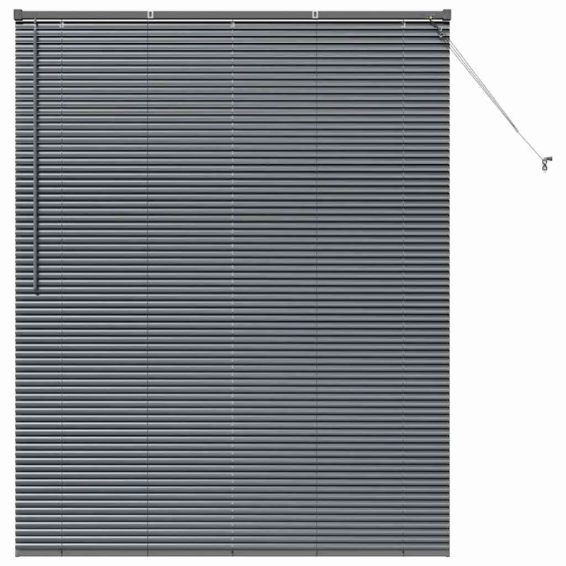 vidaXL Logu žalūzija ar aizkariem Tumši pelēka Alumīnijs