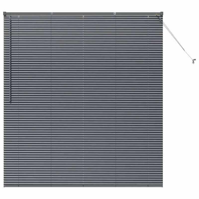 vidaXL Logu žalūzija ar aizkariem Tumši pelēka Alumīnijs
