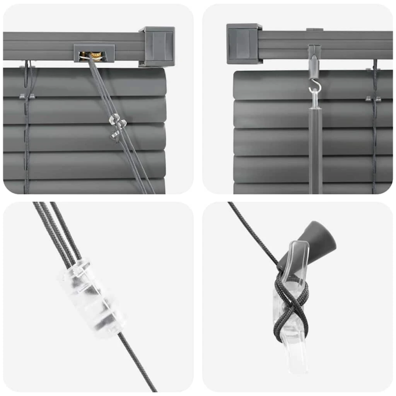 vidaXL Logu žalūzija ar aizkariem Tumši pelēka Alumīnijs