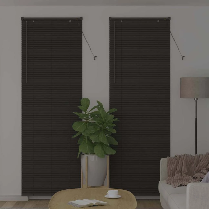 vidaXL Logu žalūzija ar aizkariem Tumši pelēka Alumīnijs