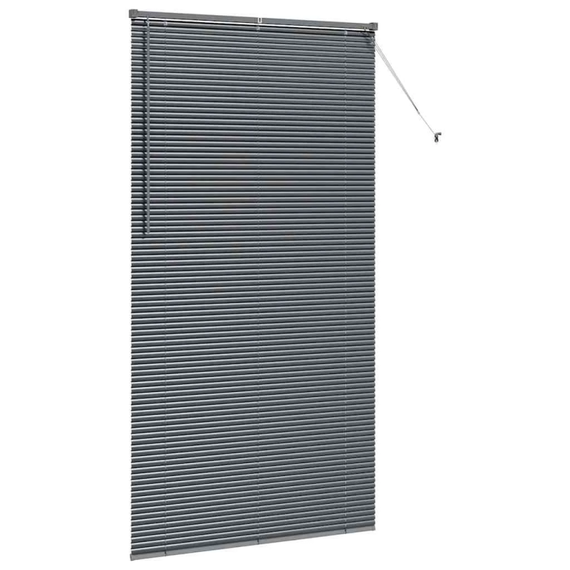 vidaXL Logu žalūzija ar aizkariem Tumši pelēka Alumīnijs