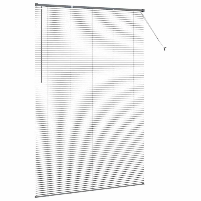 vidaXL Logu žalūzija ar aizkariem Tumši pelēka Alumīnijs