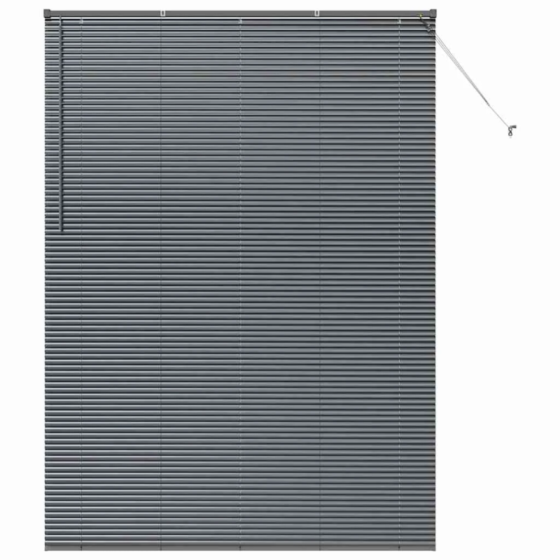 vidaXL Logu žalūzija ar aizkariem Tumši pelēka Alumīnijs
