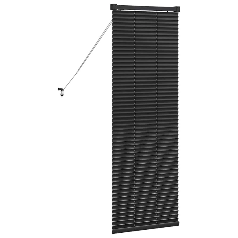 vidaXL Logu žalūzija ar aizkariem Melna Alumīnijs