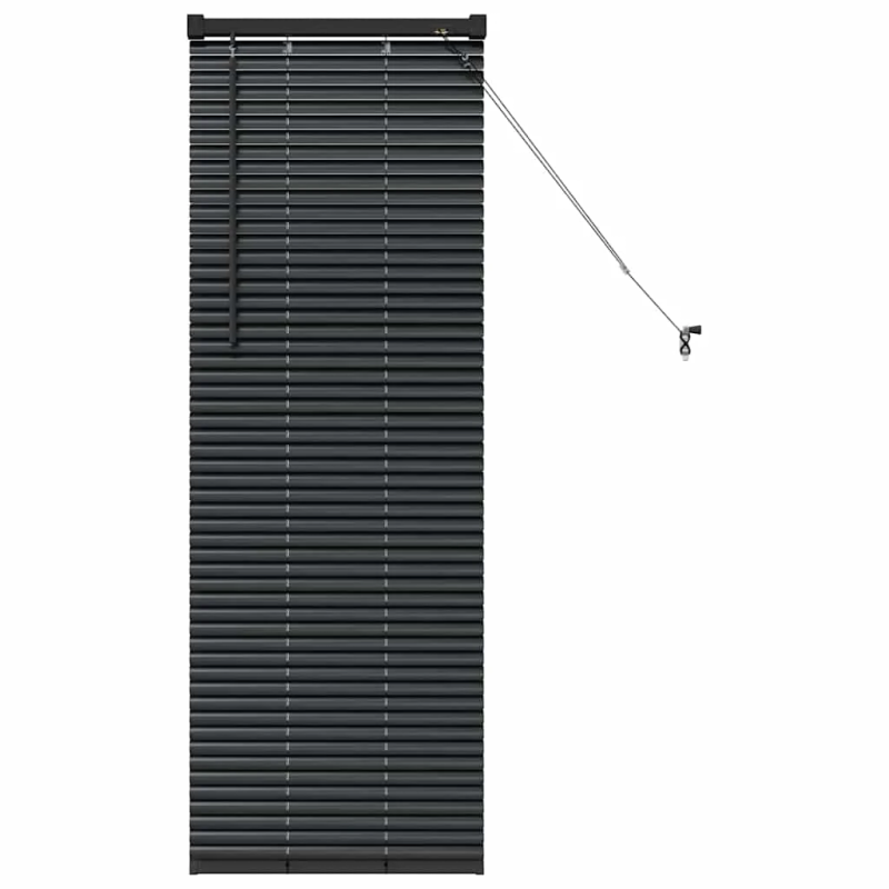 vidaXL Logu žalūzija ar aizkariem Melna Alumīnijs