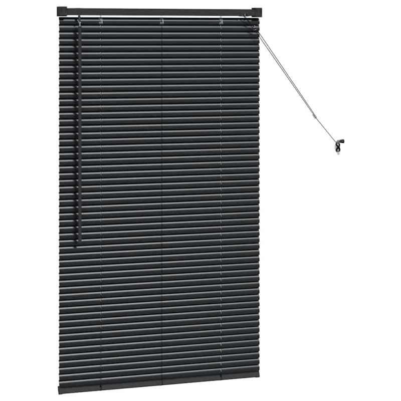 vidaXL Logu žalūzija ar aizkariem Melna Alumīnijs
