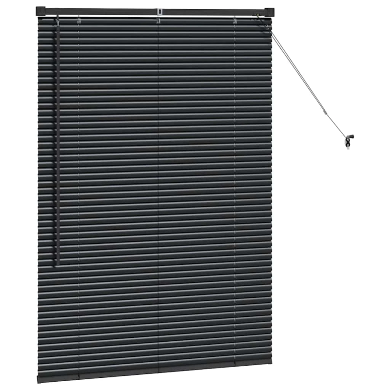 vidaXL Logu žalūzija ar aizkariem Melna Alumīnijs