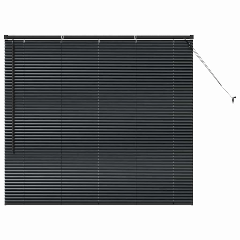 vidaXL Logu žalūzija ar aizkariem Melna Alumīnijs