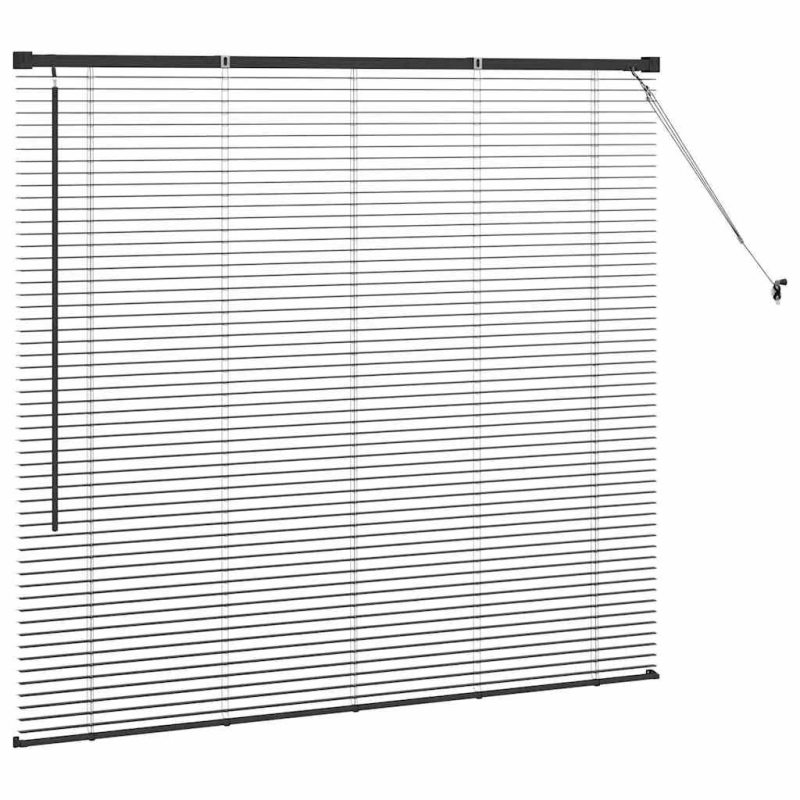 vidaXL Logu žalūzija ar aizkariem Melna Alumīnijs