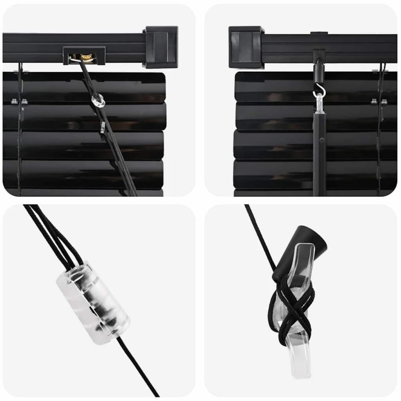 vidaXL Logu žalūzija ar aizkariem Melna Alumīnijs