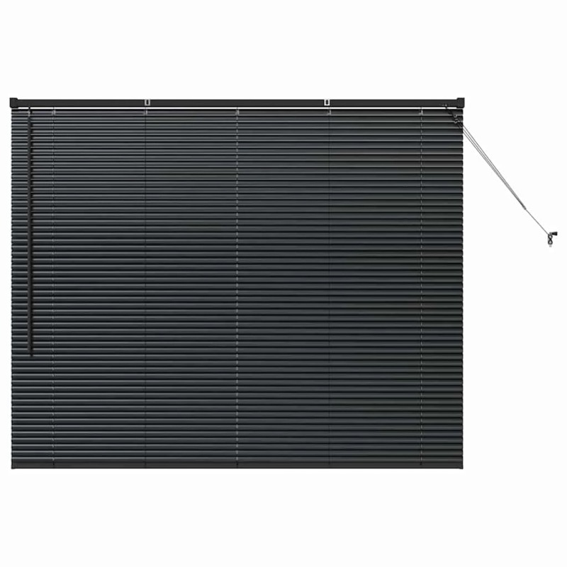 vidaXL Logu žalūzija ar aizkariem Melna Alumīnijs