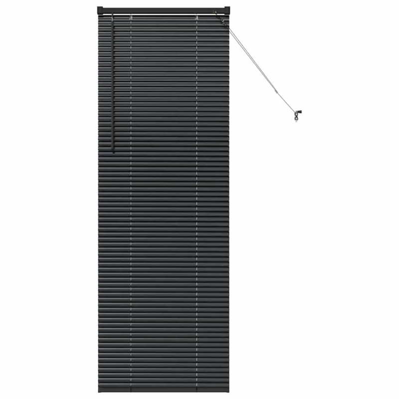 vidaXL Logu žalūzija ar aizkariem Melna Alumīnijs