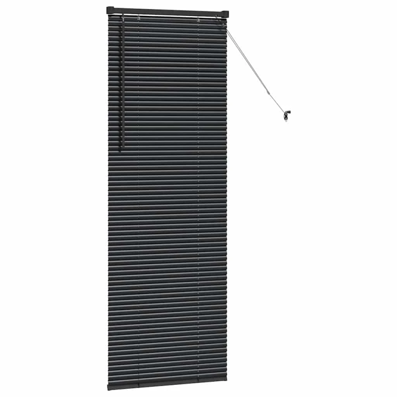 vidaXL Logu žalūzija ar aizkariem Melna Alumīnijs