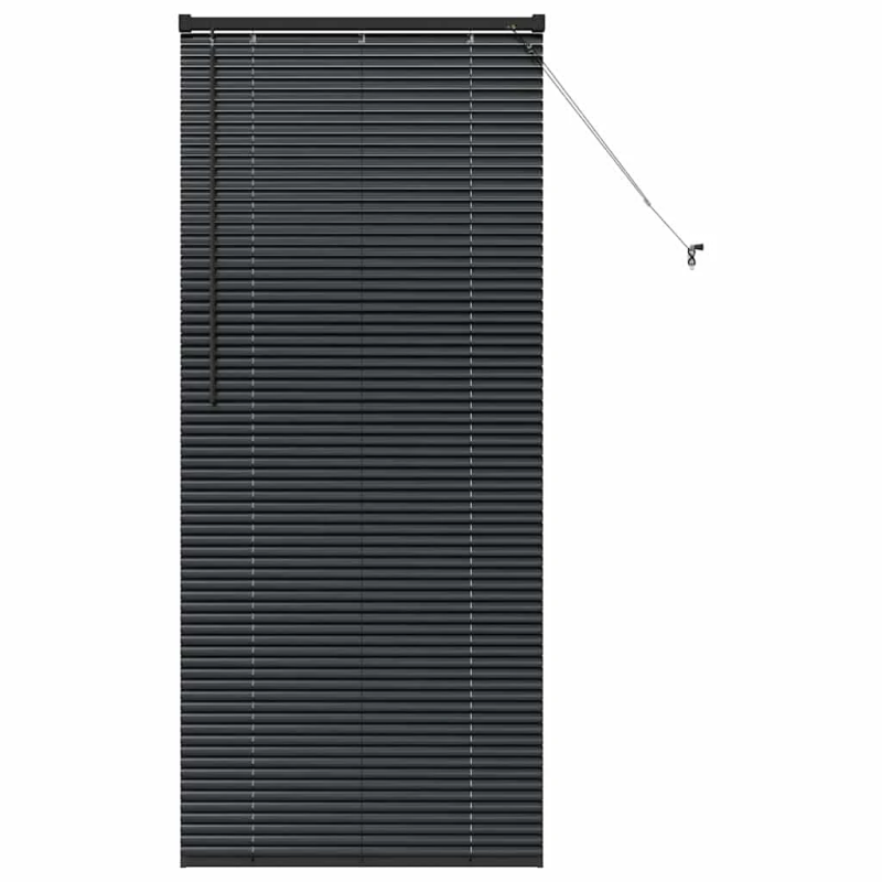 vidaXL Logu žalūzija ar aizkariem Melna Alumīnijs