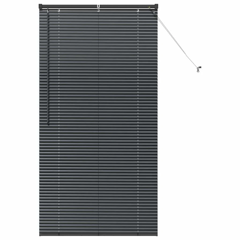 vidaXL Logu žalūzija ar aizkariem Melna Alumīnijs