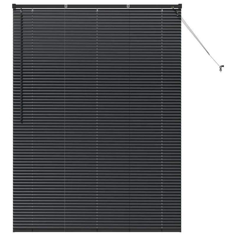 vidaXL Logu žalūzija ar aizkariem Melna Alumīnijs