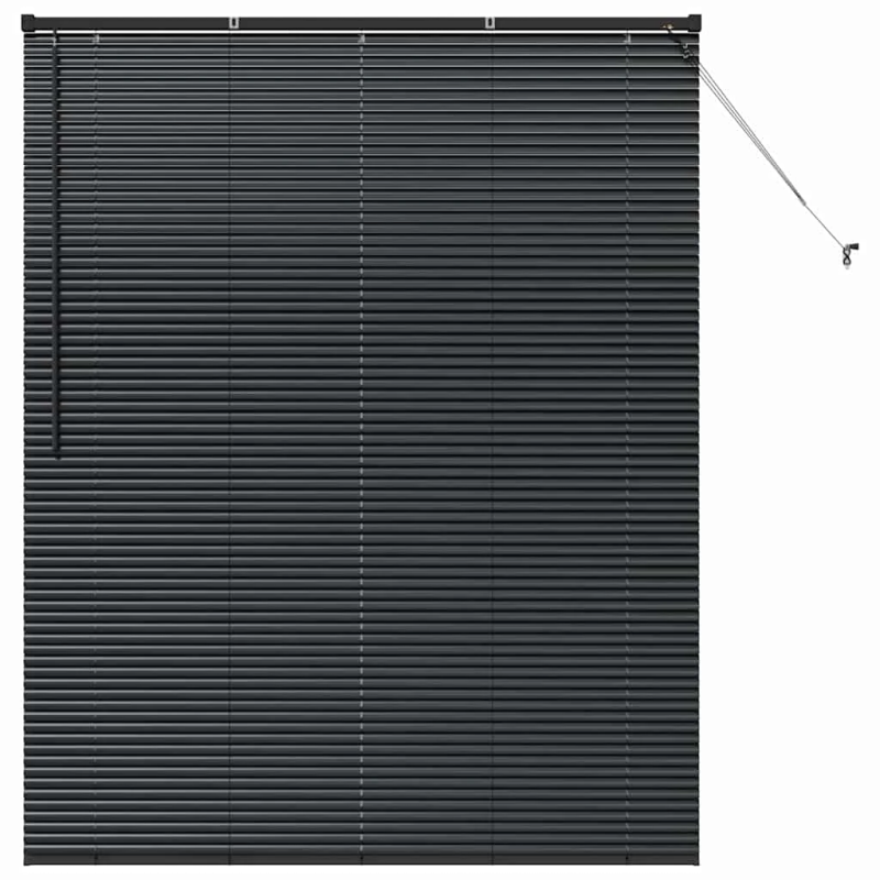vidaXL Logu žalūzija ar aizkariem Melna Alumīnijs