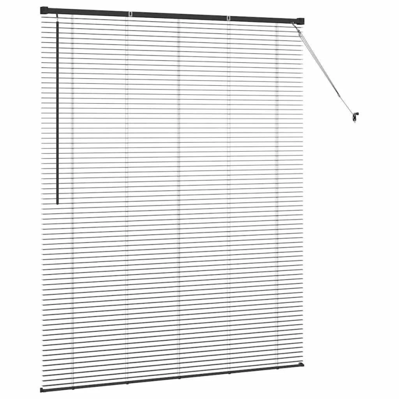 vidaXL Logu žalūzija ar aizkariem Melna Alumīnijs