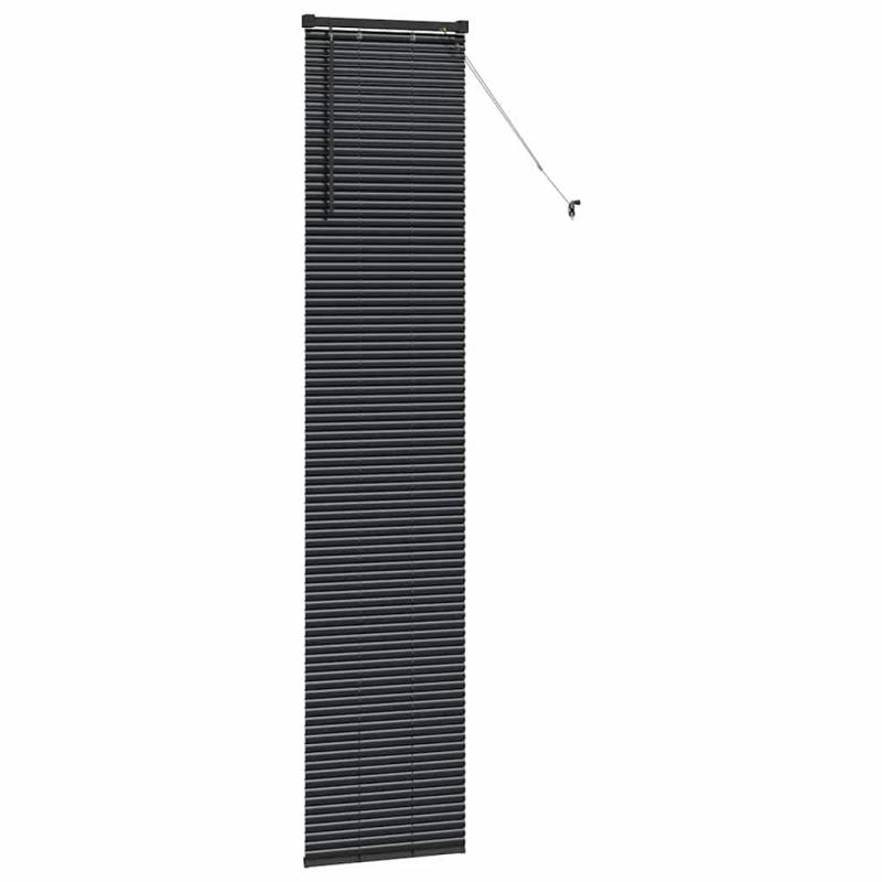 vidaXL Logu žalūzija ar aizkariem Melna Alumīnijs