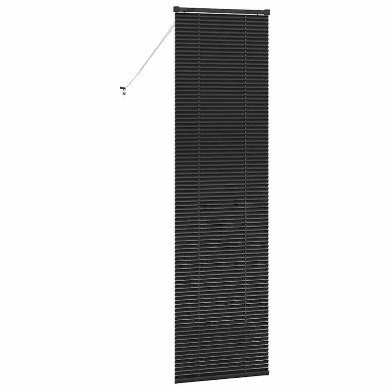 vidaXL Logu žalūzija ar aizkariem Melna Alumīnijs