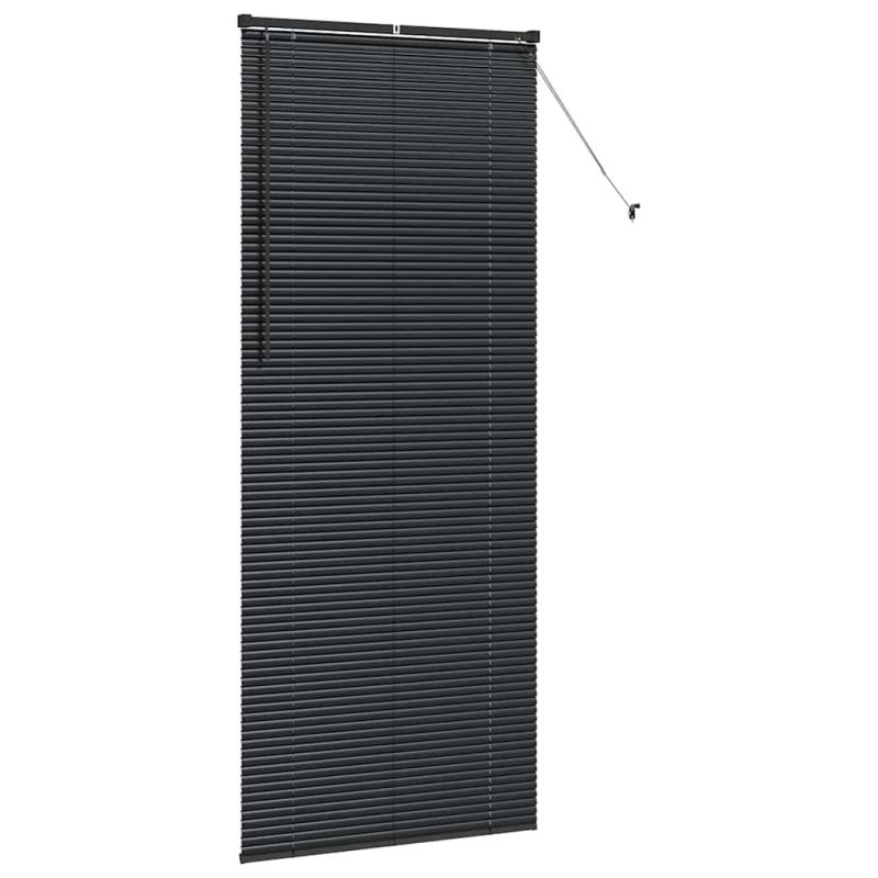 vidaXL Logu žalūzija ar aizkariem Melna Alumīnijs