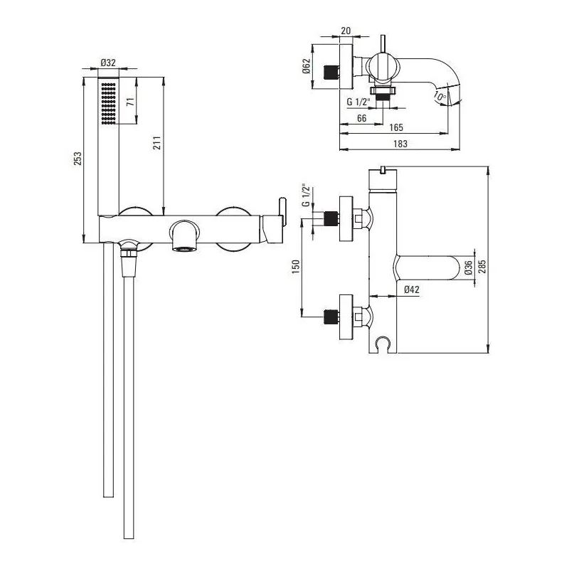 Silia bath mixer with shower set brg
