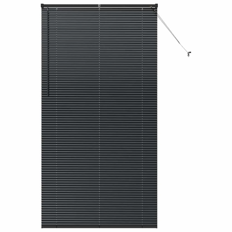 vidaXL Logu žalūzija ar aizkariem Melna Alumīnijs
