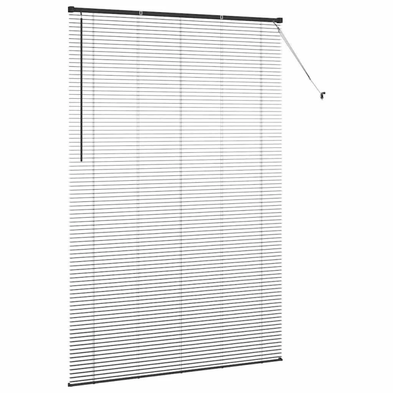vidaXL Logu žalūzija ar aizkariem Melna Alumīnijs