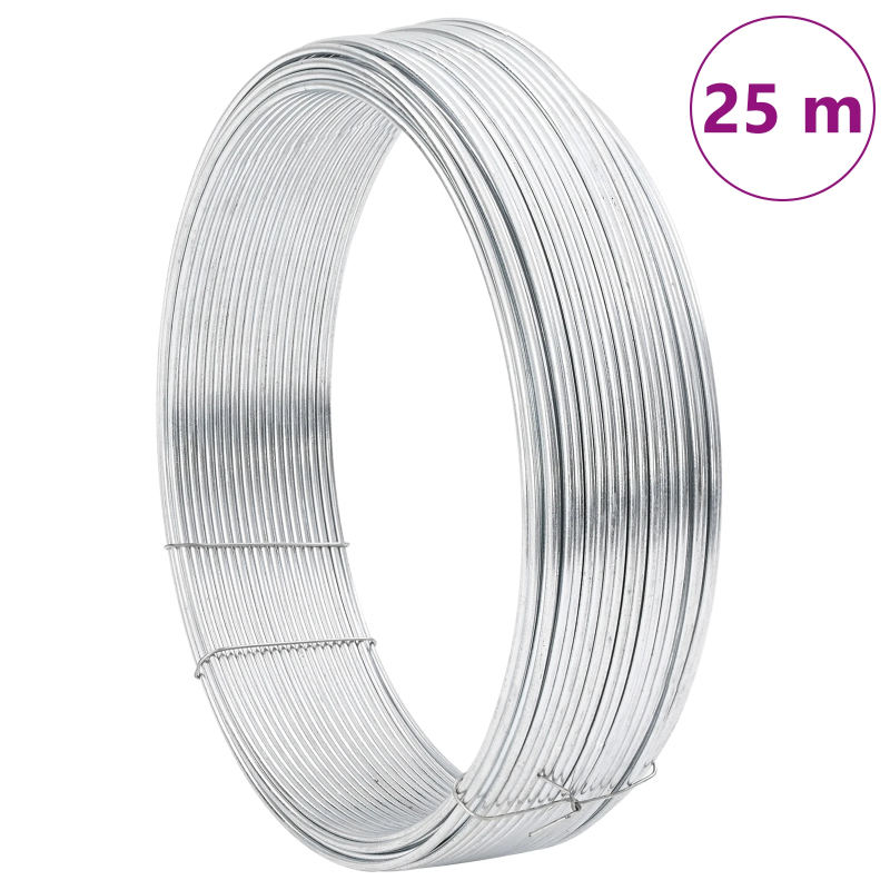 vidaXL Žoga saistīšanas stieple Sudraba 25 m Karsti nogruntēts vads