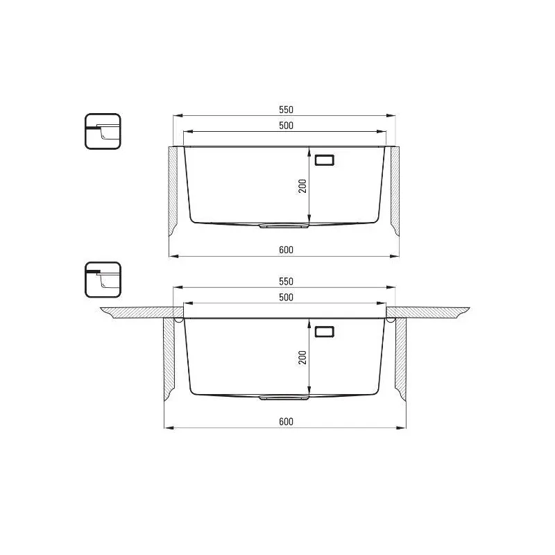 Virtuves izlietne Deante ZPO_C10B, 55 cm x 50.5 cm x 20 cm, bronzas