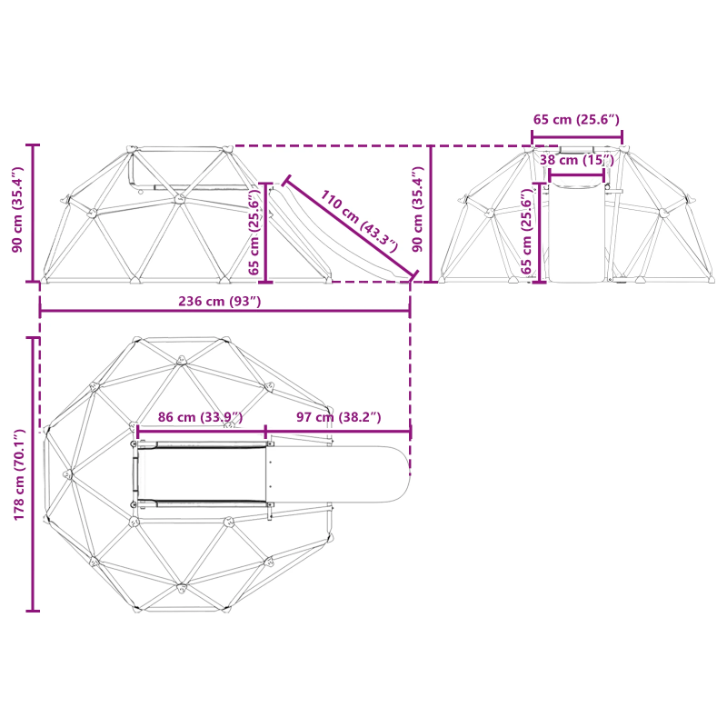 vidaXL Kāpšanas kupols Zila Tērauds