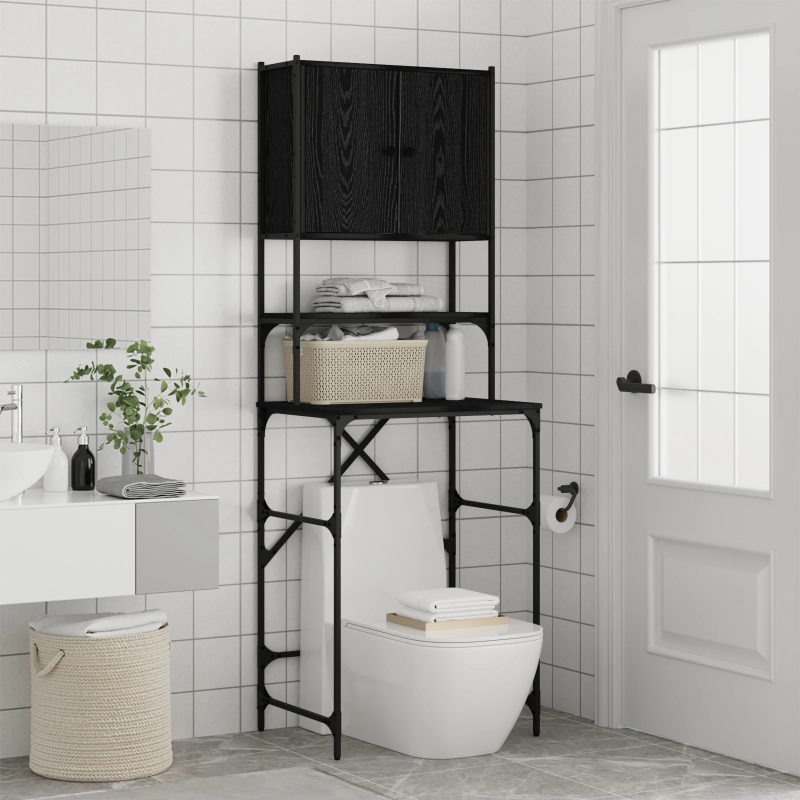 vidaXL Veļas mašīnas skapis Melnais 0aks 68 x 48,5 x 194 cm