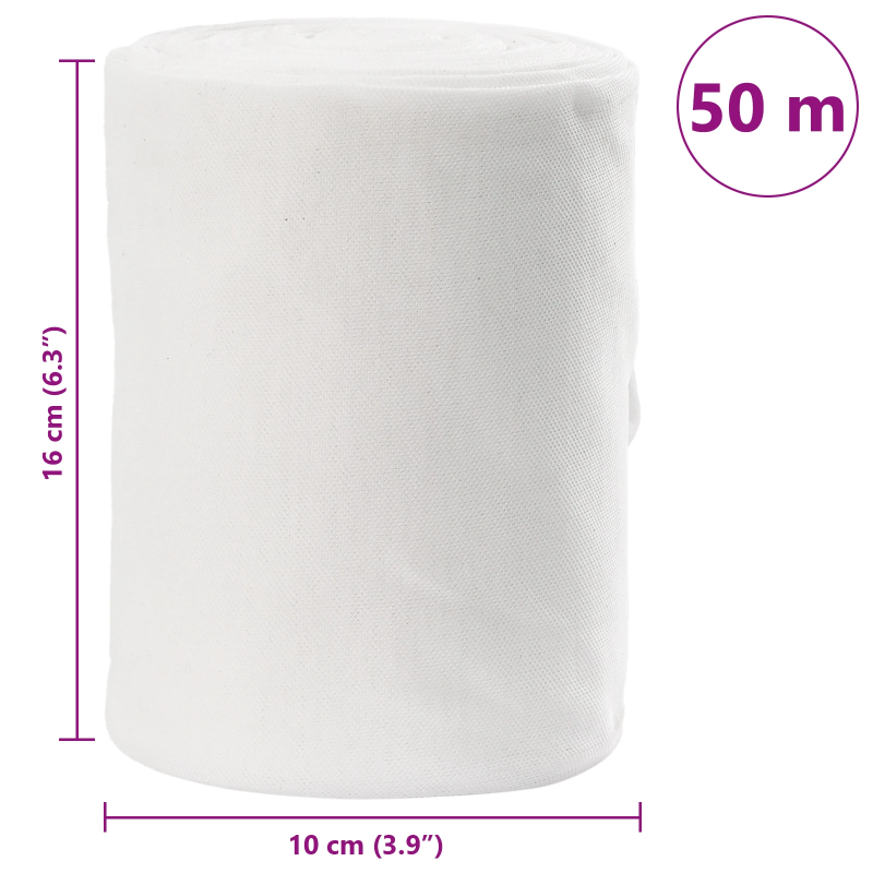 vidaXL Notekas caurule Balts 16 x 5000 cm audums